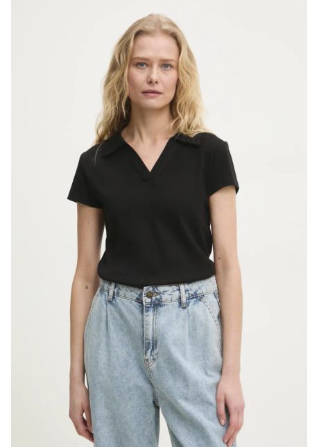 Answear lab tricou polo femei culoarea negru