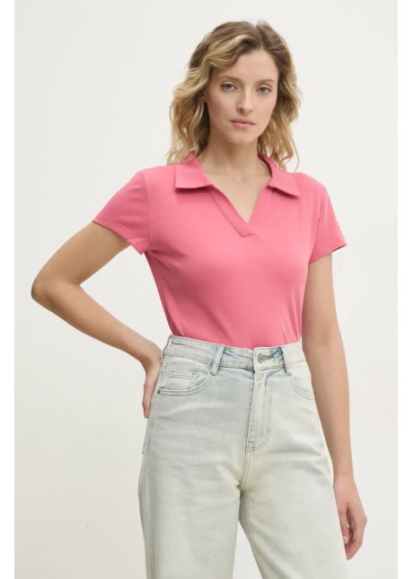 Answear lab tricou polo femei culoarea roz