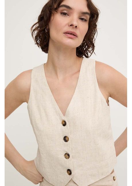 Answear lab vest de in culoarea bej un singur rand de nasturi