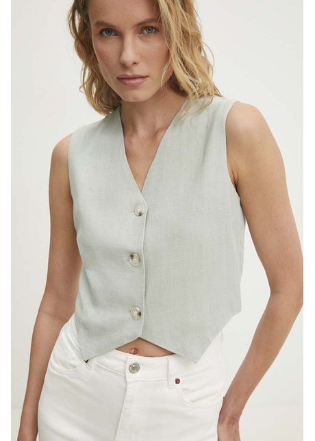 Answear lab vest de in culoarea turcoaz un singur rand de nasturi