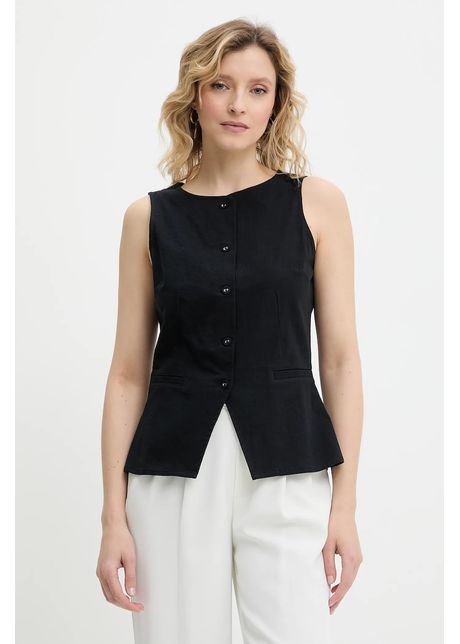 Answear lab vest din bumbac culoarea negru un singur rand de nasturi