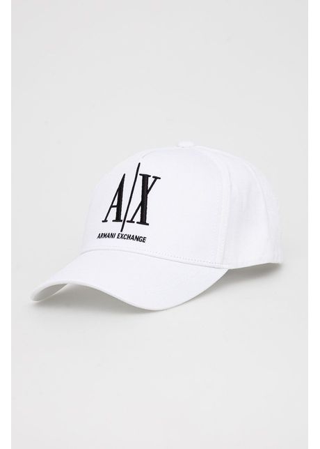 Armani exchange apc de baseball din bumbac culoarea alb cu imprimeu