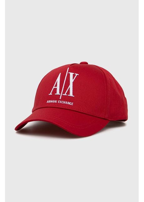 Armani exchange apc de baseball din bumbac culoarea rosu cu imprimeu