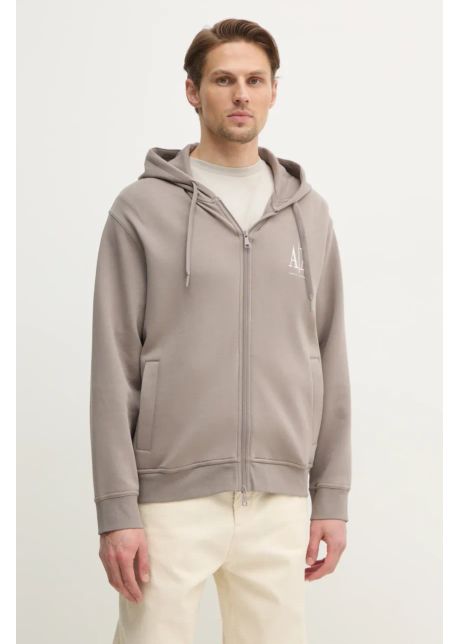 Armani exchange bluza barbati culoarea bej cu glug cu imprimeu xm000371 af10818