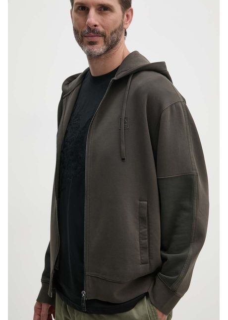 Armani exchange bluza barbati culoarea verde cu glug cu imprimeu 6dzmhd zjnpz