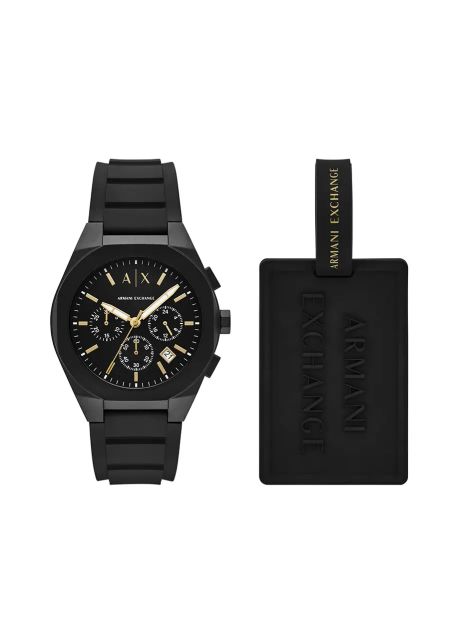 Armani exchange ceas i etichet pentru bagaje rafael barbati culoarea negru ax7165set