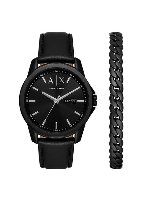 Armani exchange ceas si bratara barbati culoarea negru