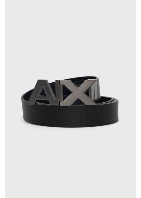 Armani exchange curea de piele b rba i culoarea negru