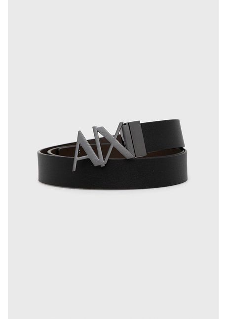 Armani exchange curea de piele b rba i culoarea negru