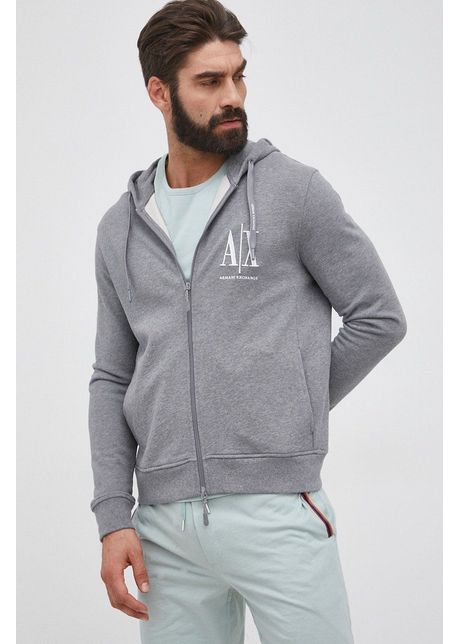 Armani exchange hanorac de bumbac b rba i culoarea gri material neted