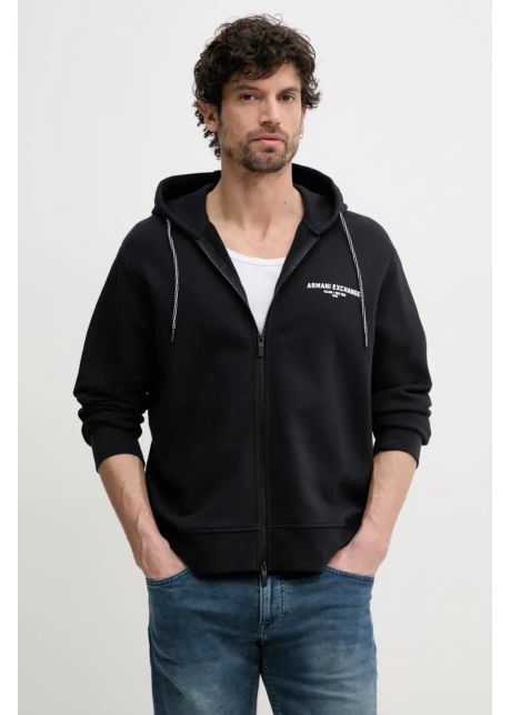 Armani exchange hanorac de bumbac barbati culoarea albastru marin cu glug cu imprimeu xm000223 af12656