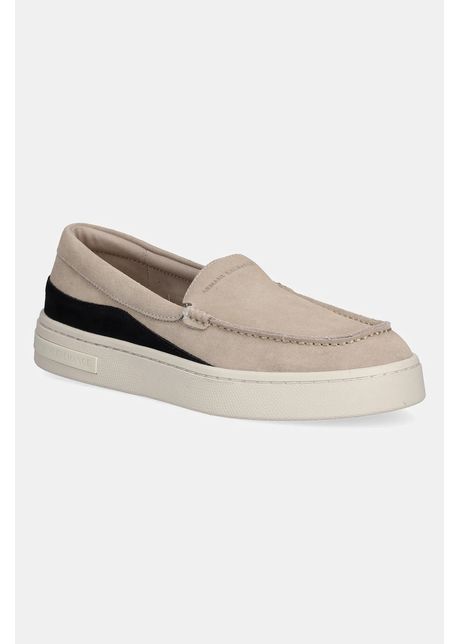 Armani exchange mocasini de piele b rba i culoarea bej xuy011 xv868 u644