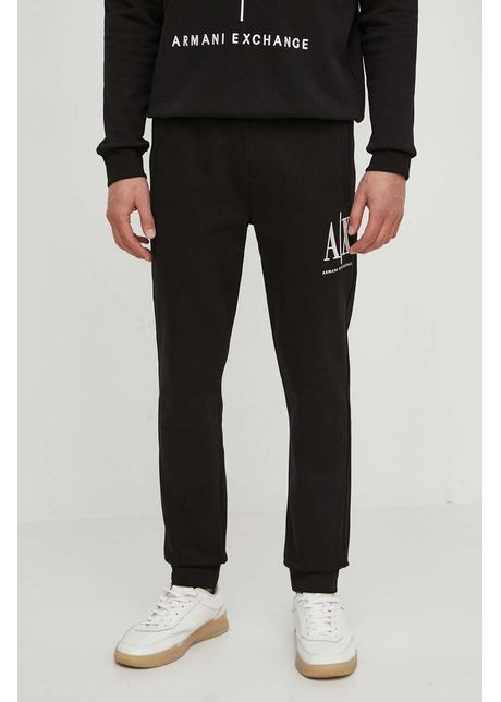 Armani exchange pantaloni b rba i culoarea negru material neted