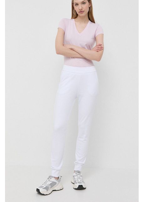 Armani exchange pantaloni de trening culoarea alb cu imprimeu