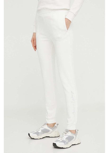 Armani exchange pantaloni de trening culoarea bej neted
