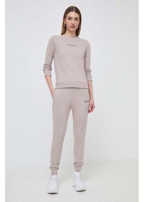 Armani exchange pantaloni de trening culoarea bej neted