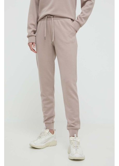 Armani exchange pantaloni de trening culoarea bej neted