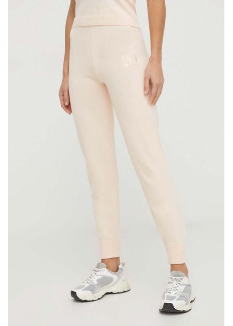 Armani exchange pantaloni de trening culoarea portocaliu cu imprimeu