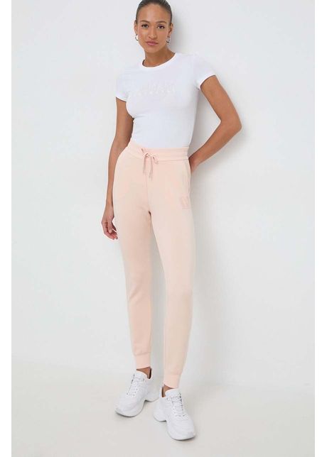 Armani exchange pantaloni de trening culoarea portocaliu neted