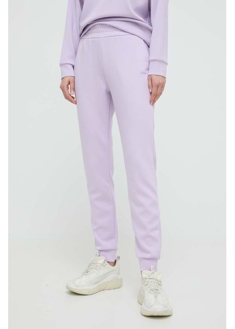 Armani exchange pantaloni de trening culoarea violet neted
