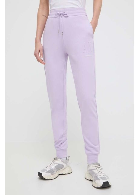 Armani exchange pantaloni femei culoarea violet neted