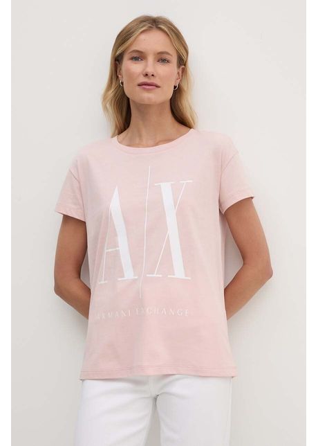 Armani Exchange tricou din bumbac culoarea roz