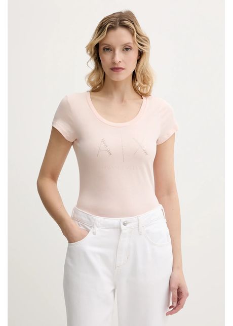 Armani exchange tricou din bumbac culoarea roz