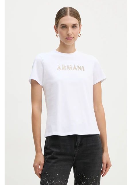 Armani Exchange tricou din bumbac femei, culoarea alb, 6DYT36 YJ7VZ