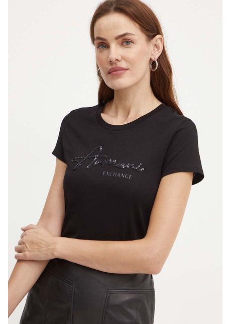 Armani Exchange tricou din bumbac femei, culoarea negru, 6DYT51 YJG3Z