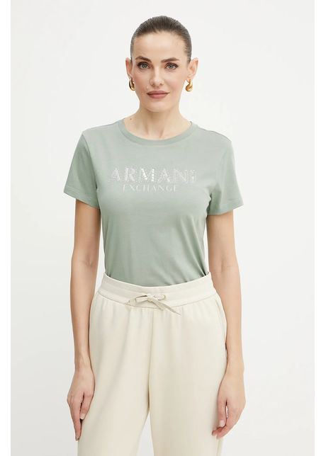 Armani Exchange tricou din bumbac femei, culoarea verde, XW000387 AF10354