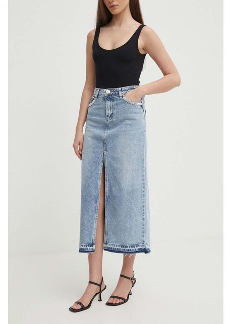Artigli fust din denim culoarea albastru midi evazat sharon