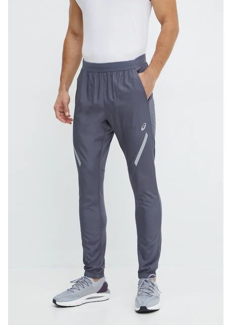 Asics pantaloni de alergare lite show culoarea gri cu imprimeu 2011c754
