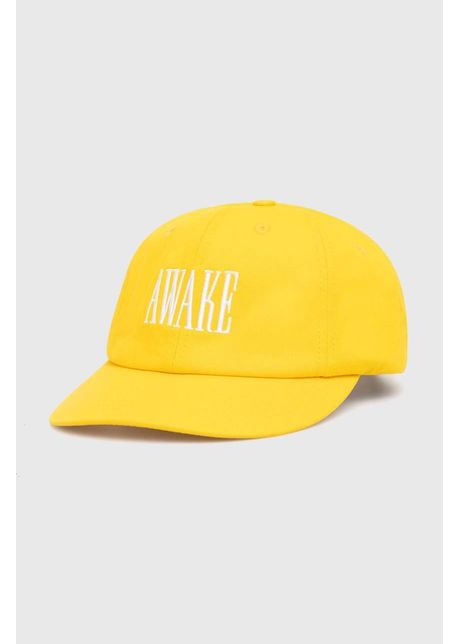 Awake ny apc de baseball din bumbac logo hat culoarea galben cu imprimeu sp24 ht004