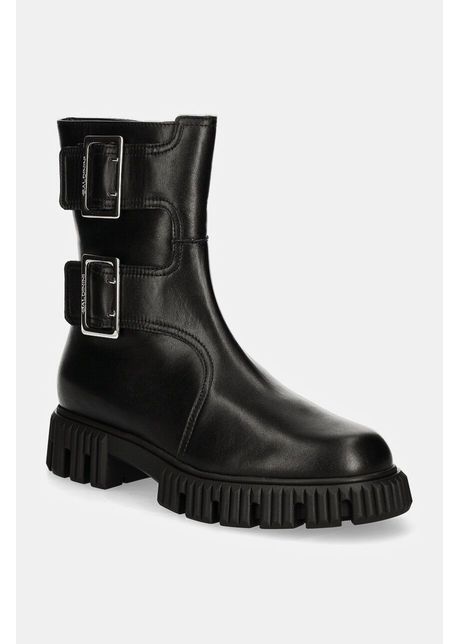 Baldinini cizme de piele femei culoarea negru cu toc plat d5b509p1vite