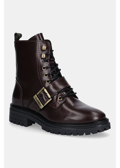 Barbour bocanci de piele Ouseburne culoarea bordo, cu toc plat, LFO0772RE91