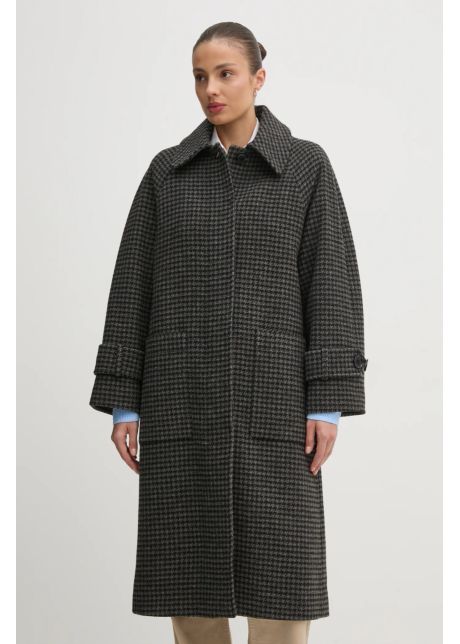 Barbour palton de lana veronica wool car coat culoarea gri de tranzitie oversize lwo0238