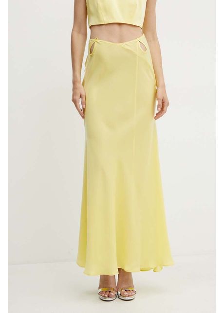 Bardot fusta marli culoarea galben maxi evazati 59413sb