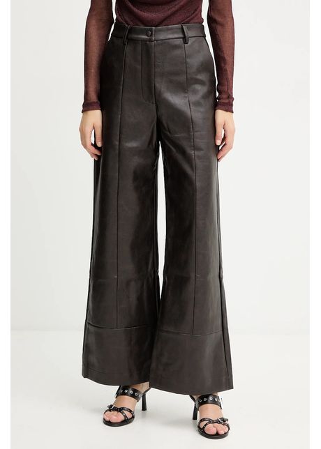 Bardot pantaloni culoarea maro, lat, high waist, 58936PB3