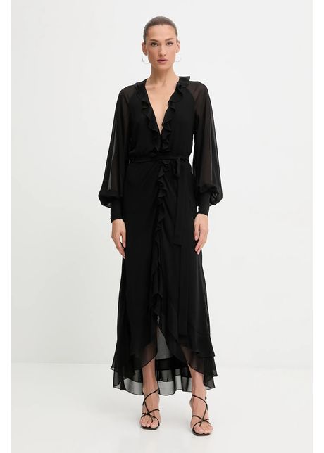 Bardot rochie culoarea negru, maxi, evazați, 59944DB