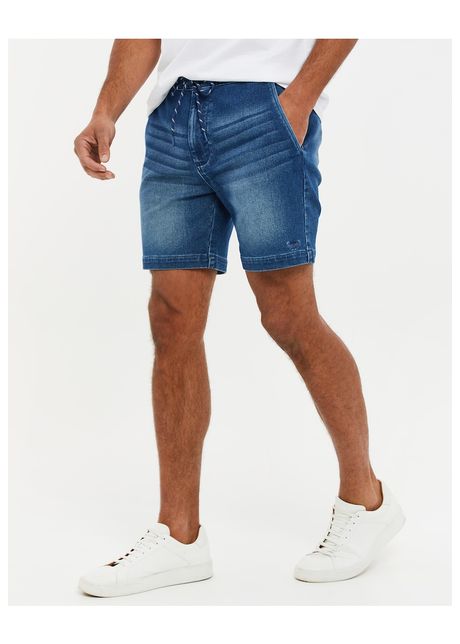 Bermude din denim cu snur in talie plaza 3605