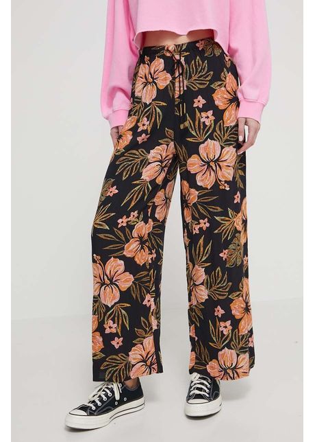 Billabong pantaloni femei culoarea negru drept high waist