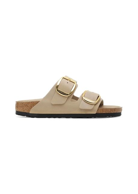 Birkenstock șlapi de piele Boston Big Buckle culoarea bej, 1030395