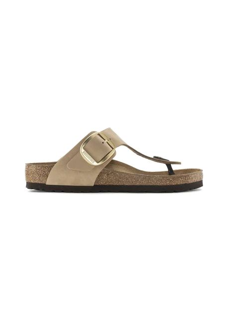 Birkenstock lapi din nubuc gizeh big buckle femei culoarea bej cu toc plat 1023966