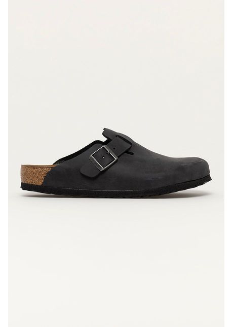 Birkenstock papuci din nubuc boston sfb culoarea negru 59461