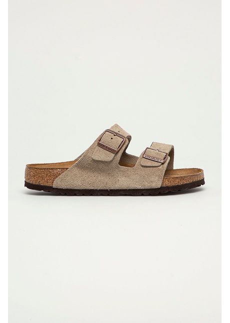 Birkenstock papuci din piele arizona barbati culoarea gri 951301