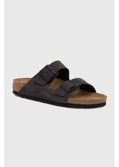 Birkenstock papuci din piele arizona femei culoarea gri 1028592