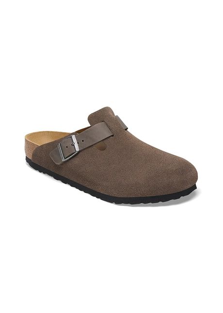 Birkenstock papuci din piele boston barbati culoarea verde 1029210