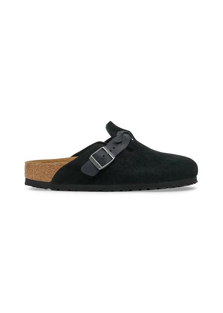 Birkenstock papuci din piele Boston Braided culoarea negru, 1030497