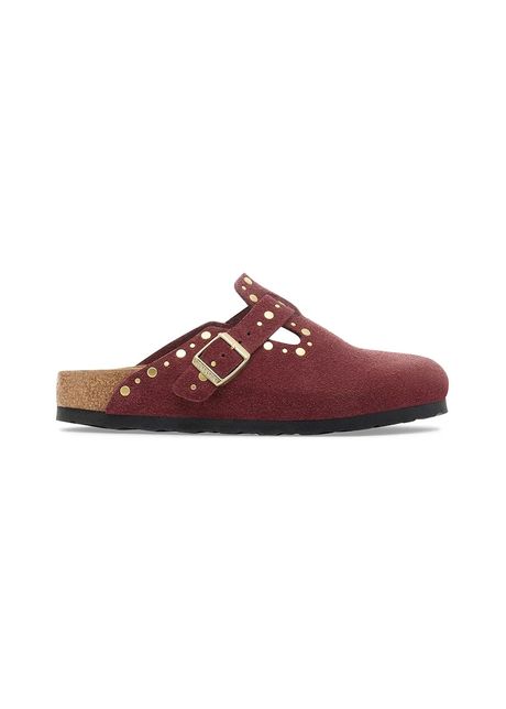 Birkenstock papuci din piele Boston Rivet culoarea roșu, 1030379