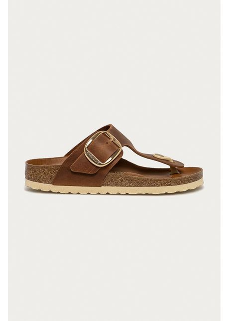 Birkenstock slapi de piele gizeh big buckle femei culoarea maro cu toc plat 1018785